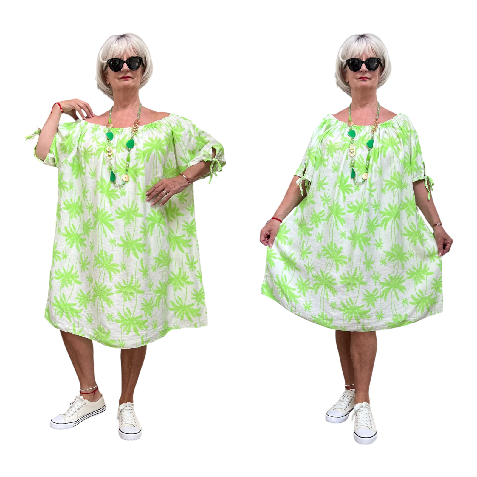 ITALIA oversized viscose A-lijn zomer jurk