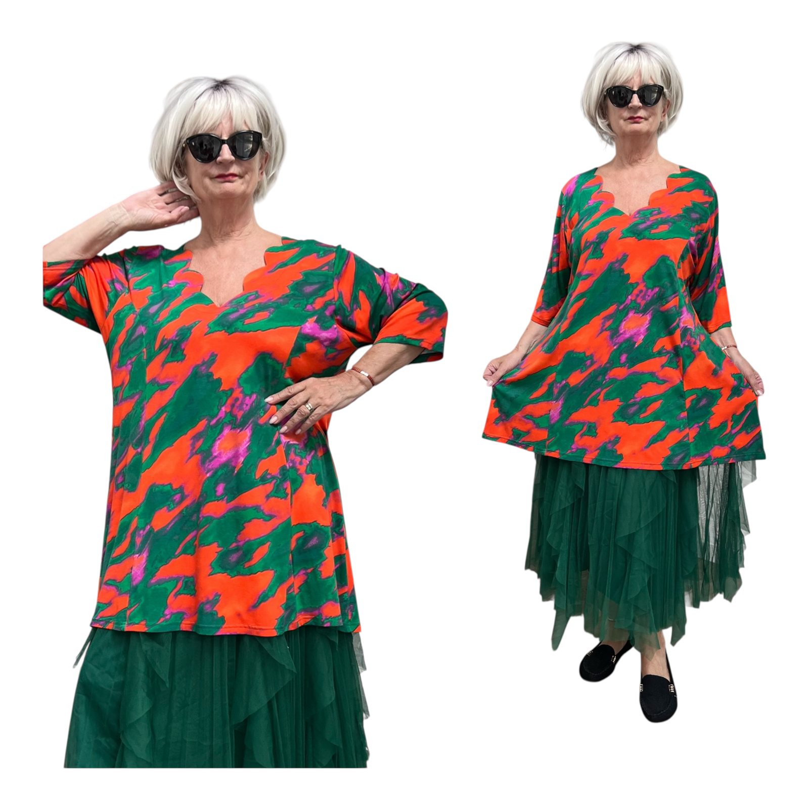 Ophilia viscose A-lijn tuniek  stretch