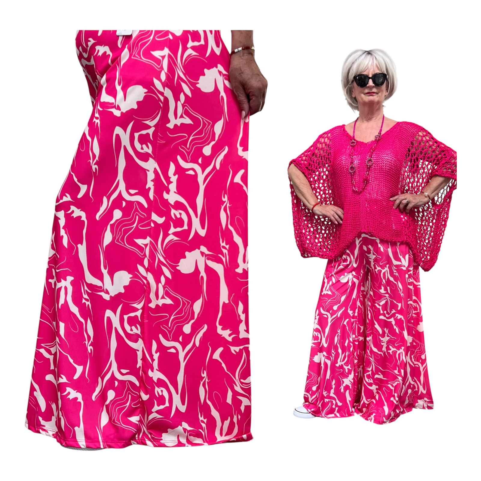 ITALY Mode jersey viscose  wijde broek apart /zeer rekbaar