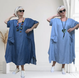 ITALIA MODA  jeans tencel A-lijn jurk apart /in meerdere kleuren