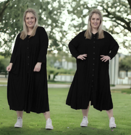 AKH oversized viscose A-lijn blazer/vest apart  stretch  zwart