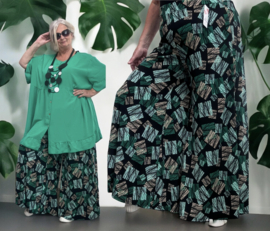 ITALY Mode jersey viscose  wijde broek apart /zeer rekbaar
