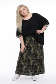 ITALIA MODA viscose tricot rok stretch/zwart /legergroen