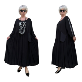 Vincenzo Allocca oversized katoen A-lijn jurk apart zwart/stretch