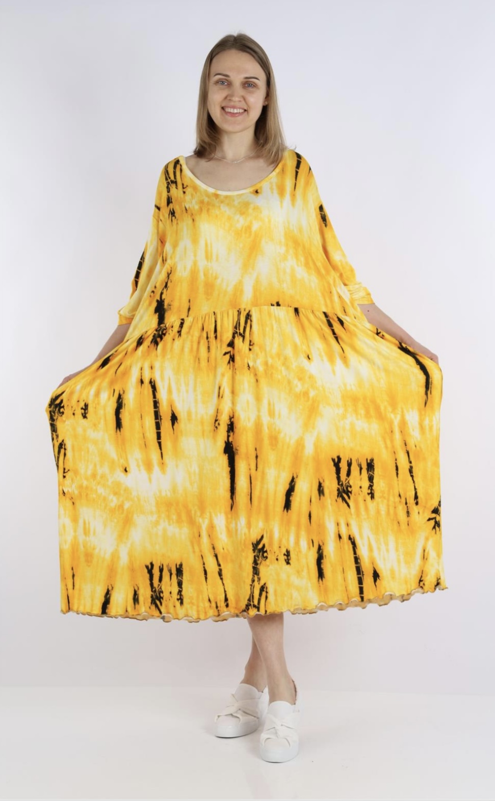 AKH jersey viscose oversized A-lijn jurk stretch