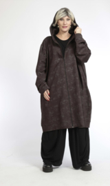AKH oversized viscose jersey blazer met capuchon stretch/chocoladebruin