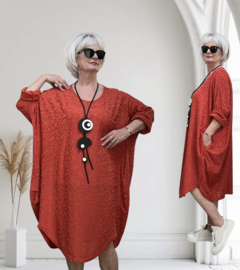 AKH oversized viscose mix jurk/tuniek met zakken apart stretch