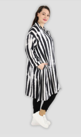 AKH oversized viscose A-lijn blouse/tuniek zwart/wit  apart