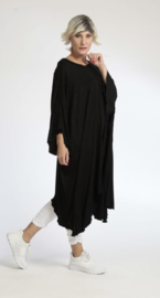 AKH oversized viscose A-lijn jurk apart stretch  zwart