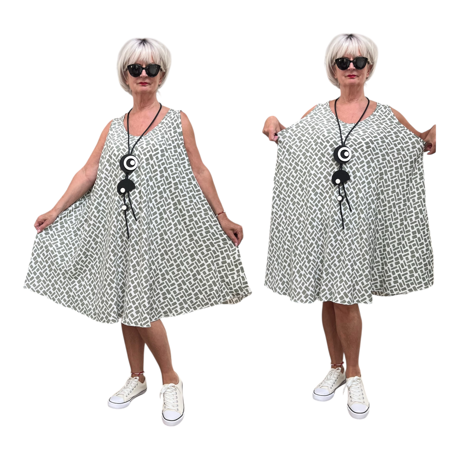 ITALIA oversized viscose A-lijn zomer jurk