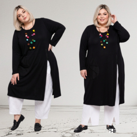 AKH oversized A-lijn jurk/tuniek met rits zwart