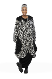 AKH oversized viscose mix A-lijn blazer/jas/vest/apart/ stretch zwart /wit