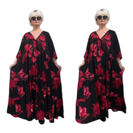 Vincenzo Allocca oversized viscose  BOHO A-lijn jurk apart/zwart