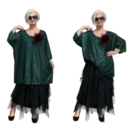 ITALIA MODA oversized tuniek met inzet van pailletten/glitter stof gevoerd /stretch  /in meerdere kleuren