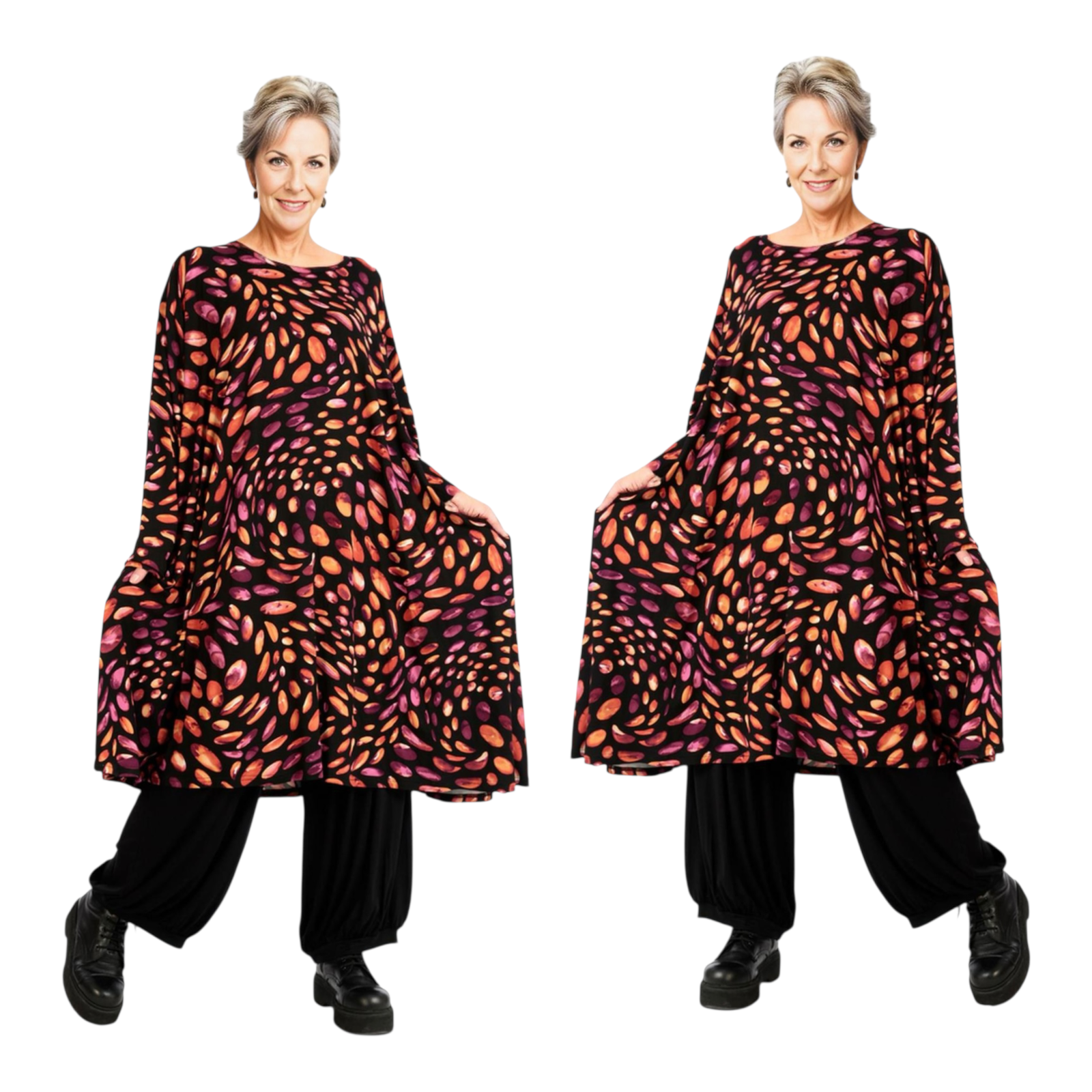 AKH oversized viscose tricot A-lijn tuniek  apart stretch