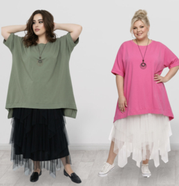 ITALIA MODA  katoen A-lijn tuniek met ketting /stretch/meerdere kleuren