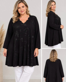 New Jersey viscose A-lijn tuniek met aparte decolleté/ stretch/zwart