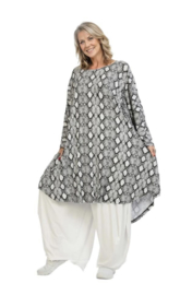 AKH oversized viscose asymmetrisch A-lijn tuniek apart stretch grijs