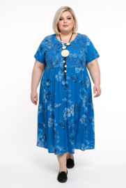 ITALIA MODA viscose/katoen A-lijn jurk met KANT/ /in meerdere kleuren