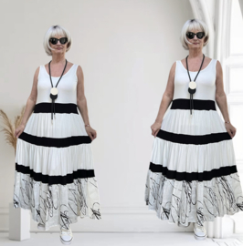 LUUKAA oversized  A-lijn zomer A-lijn jurk / stretch /wit/zwart