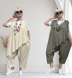 ITALIA katoen jumpsuit met zakken apart stretch /in meerdere kleuren