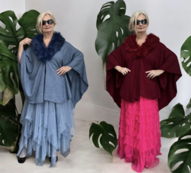 ITALIA MODA viscose omslagdoek/poncho/vest  met bont/in meerdere kleuren