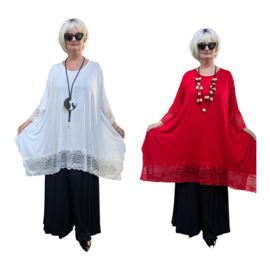 Moonshine jersey viscose A-lijn tuniek met KANT  stretch/in meerdere kleuren