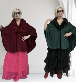 ITALIA MODA viscose omslagdoek/poncho/vest  met bont/in meerdere kleuren