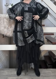 IZZY Style punta viscose A-lijn blazer/vest/jas grijs/zwart stretch