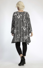 AKH oversized viscose mix tuniek apart zwart/wit stretch