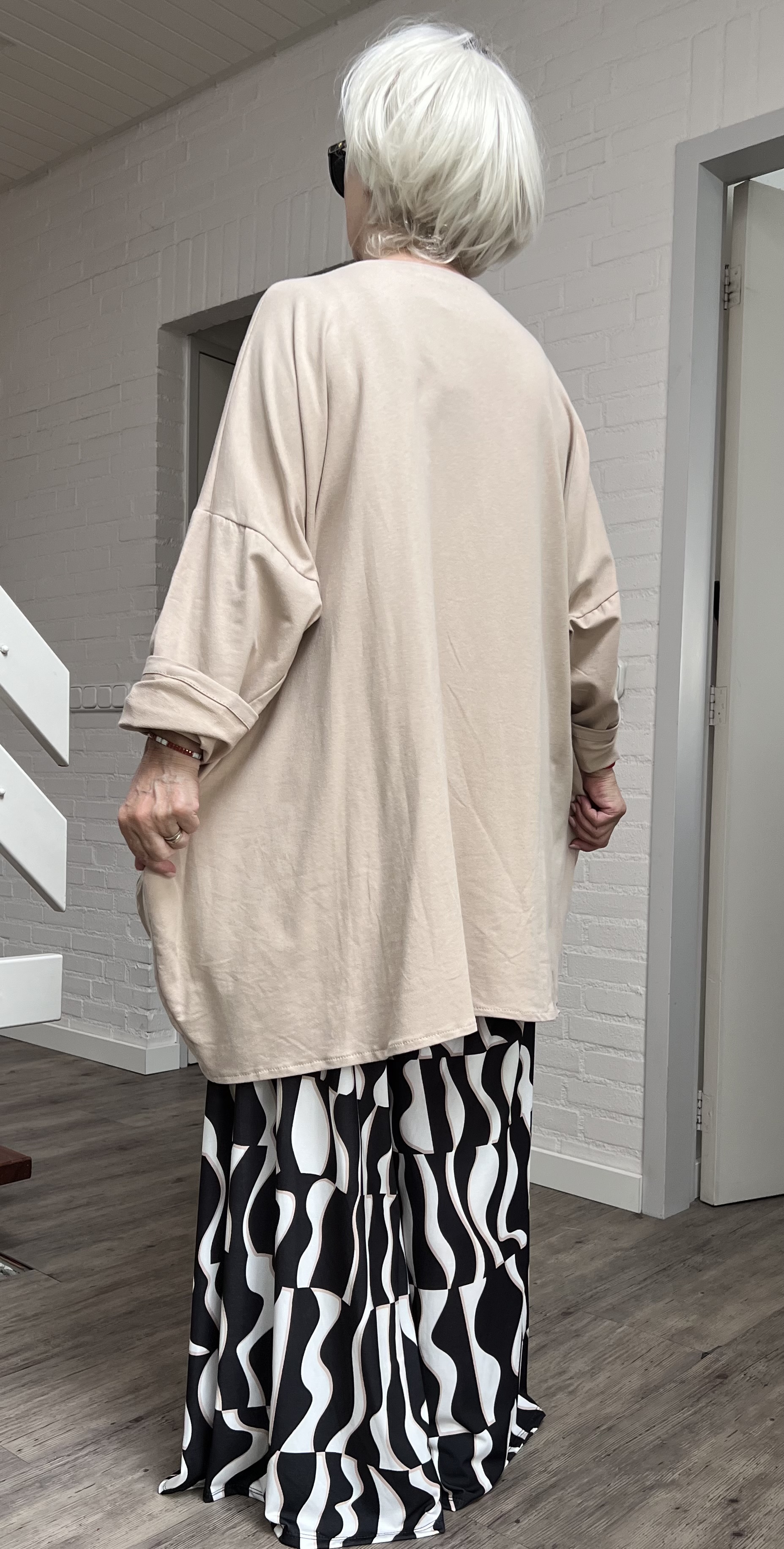 ITALIA MODA oversized katoen lijn tuniek met ritsen /stretch