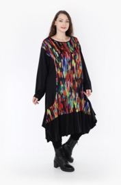 AKH oversized viscose A-lijn jurk stretch/zwart