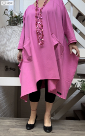 Ilona oversized A-lijn jersey viscose tuniek/jurk met zakken apart stretch  (extra groot)