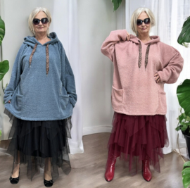 Sissy ITALIA oversized fleece tuniek/ stretch/in meerdere kleuren