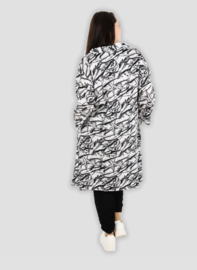 AKH oversized viscose A-lijn blouse/tuniek zwart/wit  apart