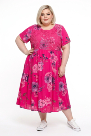 ITALIA MODA viscose/katoen A-lijn jurk met KANT/ /in meerdere kleuren