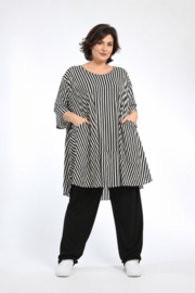 AKH viscose A-lijn tuniek stretch/zwart/wit