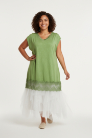 ITALIA MODA  de modieuze kleuring viscose A-lijn tuniek met KANT stretch apart/in meerdere kleuren