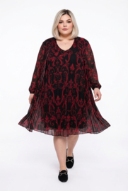 ITALIA MODA  viscose chiffon met accordeonplissé A-lijn jurk gevoerd /stretch/in meerdere kleuren