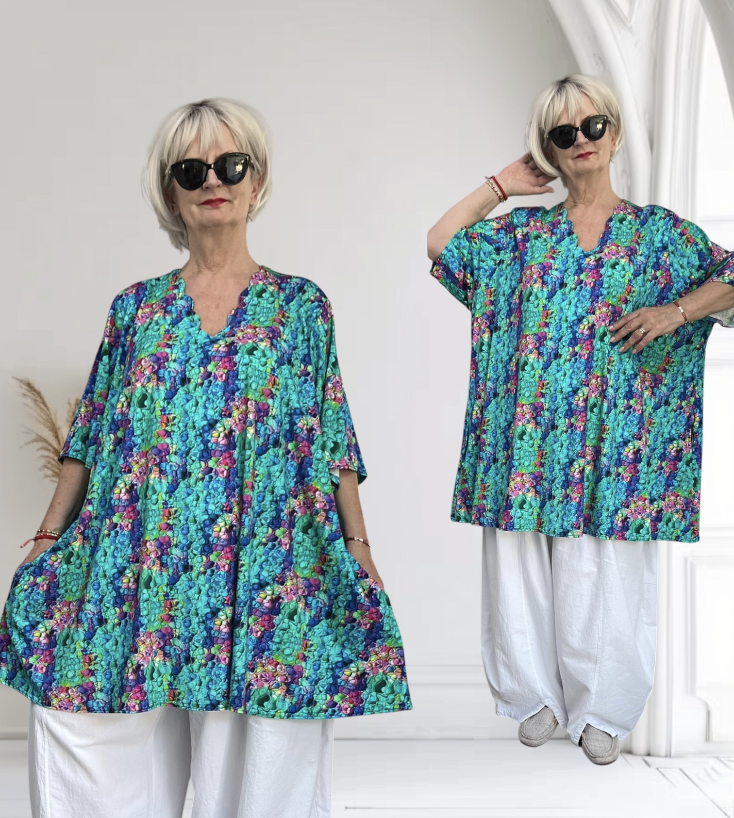 Naveed  oversized viscose jersey A-lijn jurk stretch
