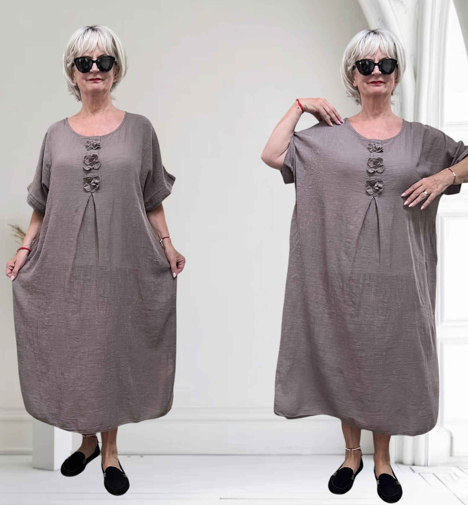 ITALIA oversized katoen zomer jurk met zakken /in meerdere kleuren