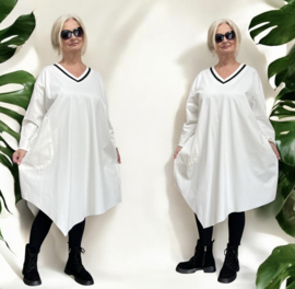 ITALIA  oversized viscose mix wijde jurk met zakken stretch apart
