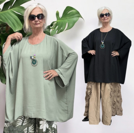 ITALIA MODA viscose tuniek/poncho met ketting /niet doorschijnend/in meerdere kleuren