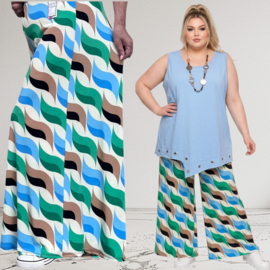 ITALY Mode jersey viscose  wijde broek apart /zeer rekbaar
