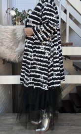 New Jersey viscose A-lijn tuniek stretch zwart/wit