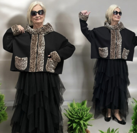 Vincenzo Allocca oversized korte jas/blazer/vest stretch zwart