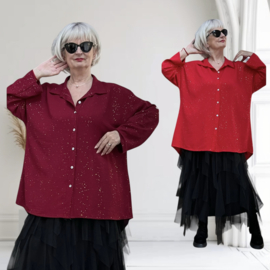 ITALIA  oversized viscose  A-lijn blouse met fijne glitter/in meerdere kleuren