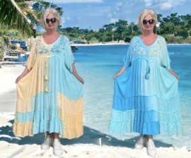 ITALIA oversized viscose geborduurde A-lijn BOHO jurk/in meerdere kleuren