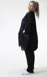AKH oversized tricot viscose mix A-lijn tuniek apart stretch zwart/donkerblauw 