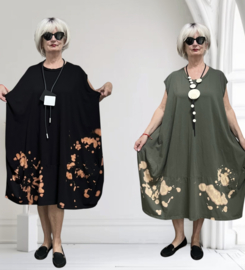 ITALIA  MODA de modieuze kleuring katoen A-lijn jurk apart/ in meerdere kleuren